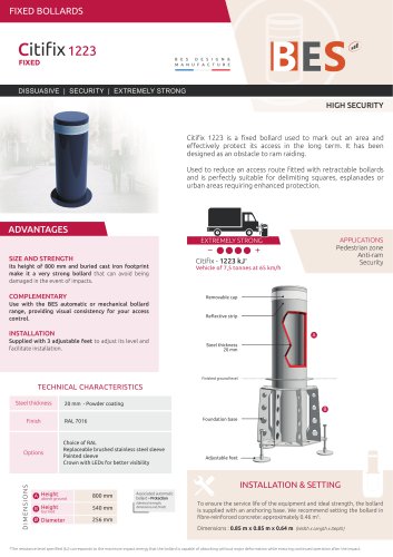 Technical sheet_CITIFIX 1223 Fixed bollard