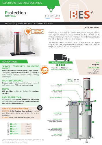 Technical sheet_PROTECTION electric retractable bollard