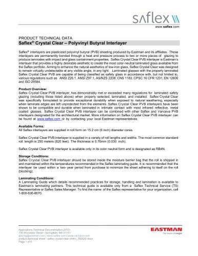 Saflex Crystal Clear Product Technical Data