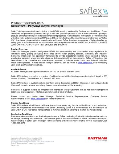 Saflex UV Technical Data Sheet