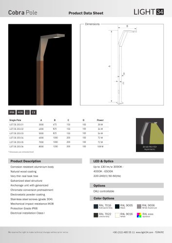 Cobra Wooden Single Pole Datasheet