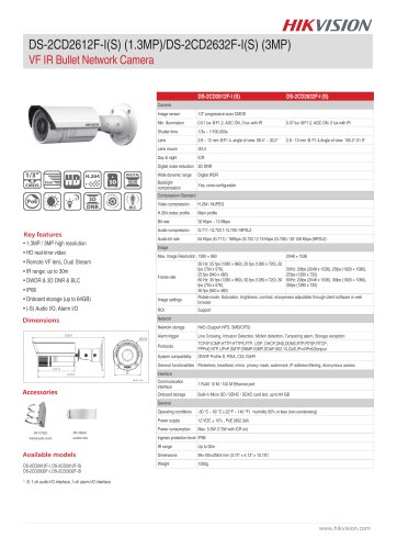 DS-2CD2612F-I(S) (1.3MP)/DS-2CD2632F-I(S) (3MP)