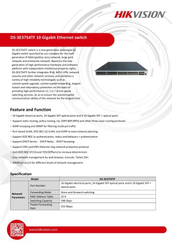 DS-3E3754TF 10 Gigabit Ethernet switch