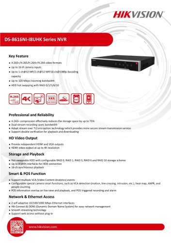 DS-8616NI-I8UHK Series NVR