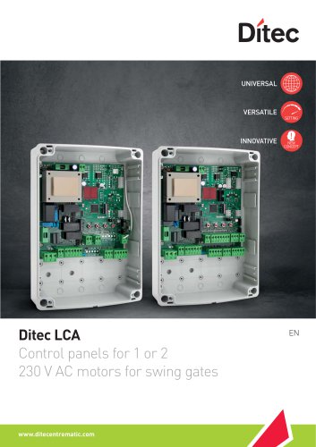 Ditec LCA Control panels for 1 or 2 230 V AC motors for swing gates