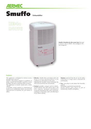Data sheet - Dehumidifier 