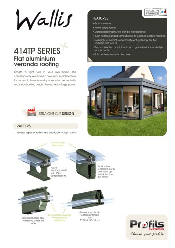 414TP Wallis® flat aluminium veranda roofing