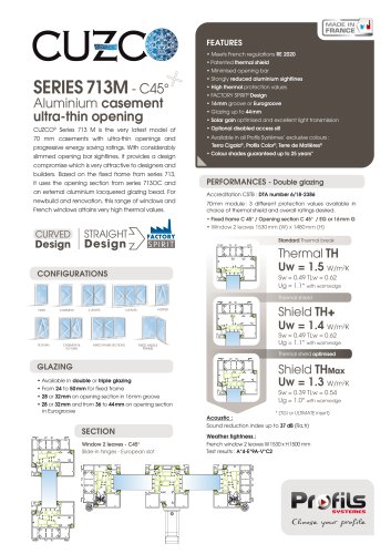 713M Cuzco® aluminium casement ultra-thin opening