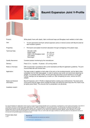 Baumit Expansion Joint V-Profile