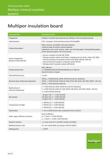 Multipor mineral insulation systems