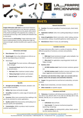 Product Sheet Rivets