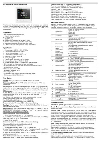 Breeze BC105W-4ED Datasheet