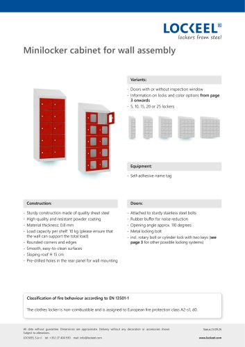 Minilocker cabinet for wall assembly