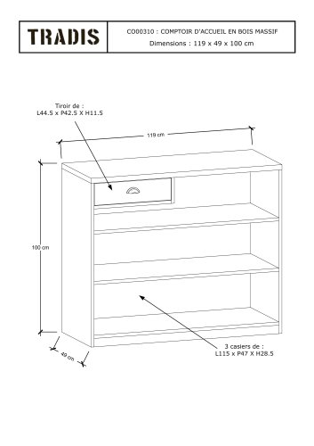 CO00310 : WOODEN SHOP COUNTER WITH DRAWER
