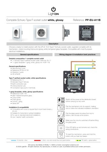 Complete earthed Schuko socket