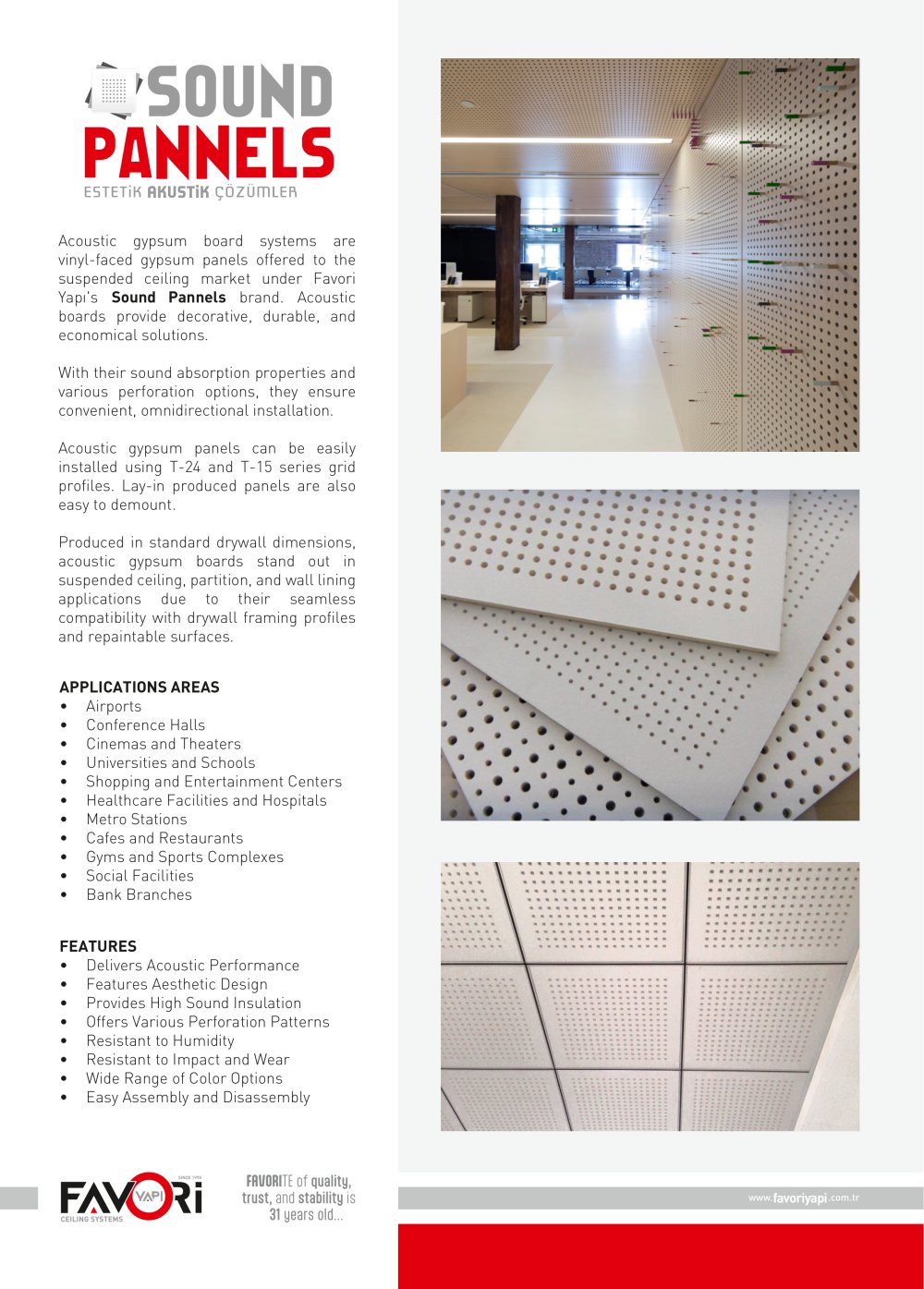 ACOUSTIC / SOUND PANELS - Favori Yapı Tavan Sistemleri