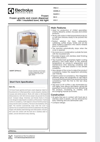 560097_Frozen granita and cream dispenser with 1 insulated bowl, led light
