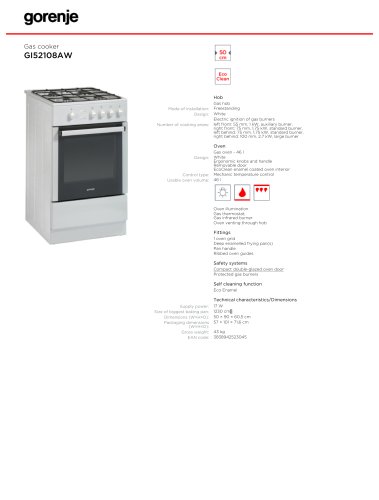 Gas cooker GI52108AW   