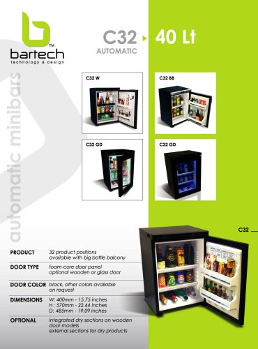 Bartech 40 Lt automatic minibar specifications