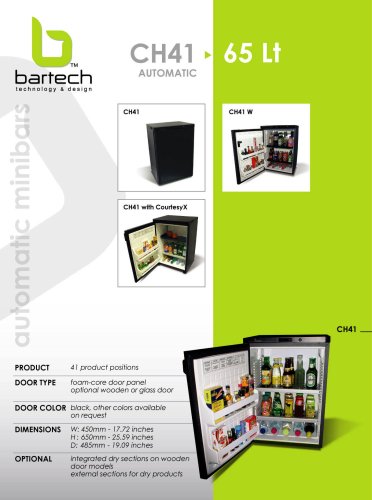 Bartech 65 Lt automatic minibar specifications