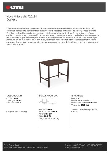 Nova / High table 120x80