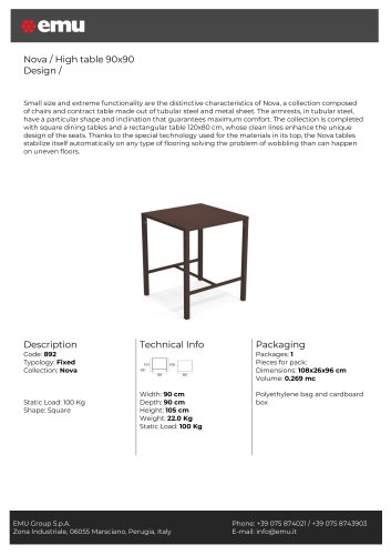 Nova / High table 90x90