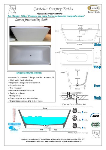 Linnea luxury freestanding rectangular bath