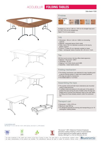 ACCUEILLIR folding tables