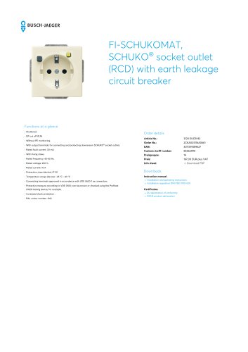 FI-SCHUKOMAT, SCHUKO socket outlet (RCD) with earth leakage circuit breaker