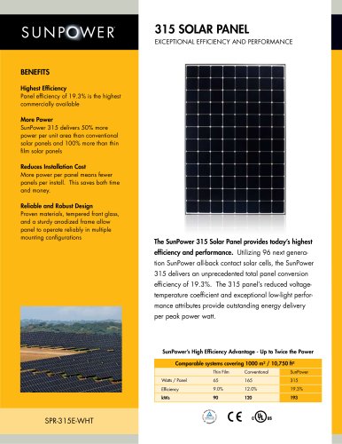 315 Solar Panel datasheet