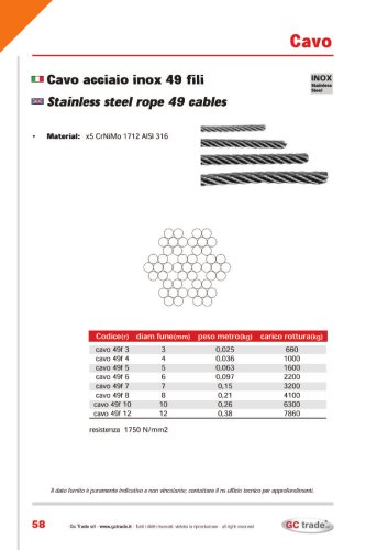 Stainless steel rope 49 cables