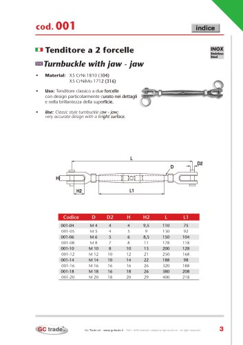 Turnbuckle with jaw - jaw
