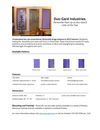 Periwinkle Pops Up as Duo-Gard's Color of the Year