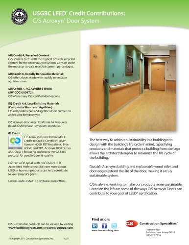 Acrovyn Door System LEED Brochure