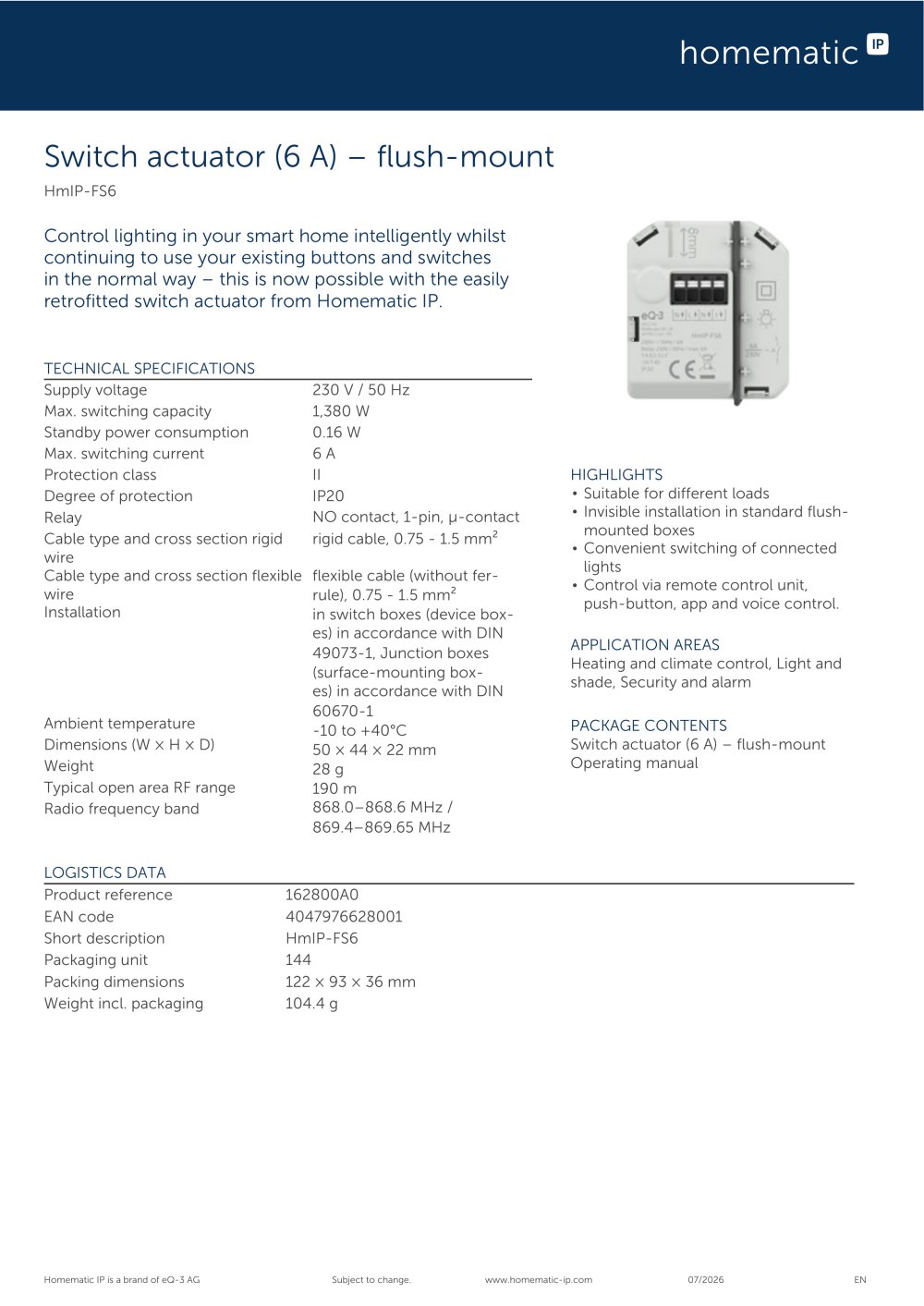 HmIP-FS6 - Homematic IP by eQ-3