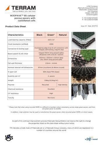 2012 BODPAVE 85 porous pavers
