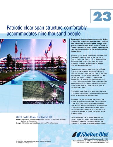 Patriotic clear span structure comfortably accommodates nine thousand people