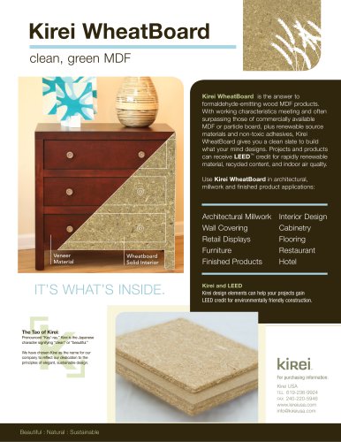 Kirei Wheatboard Spec Sheet