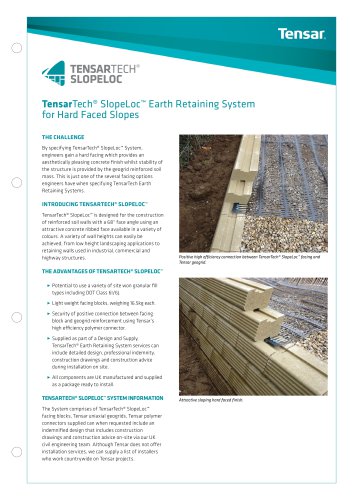 TensarTech® SlopeLoc Earth Retaining System for Hard Faced Slopes