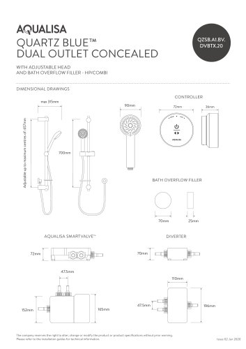 QUARTZ BLUE™ DUAL OUTLET CONCEALED