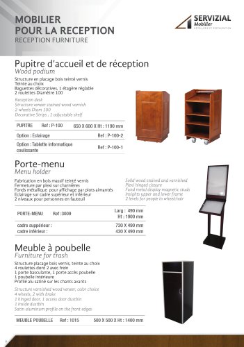 Mobilier pour la salle