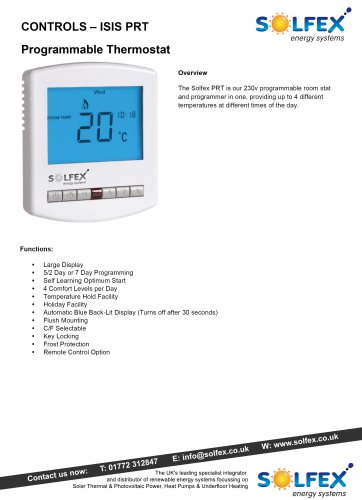 CONTROLS - ISIS PRT Programmable Thermostat