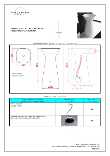 Mister freestanding - Technical sheet MR15