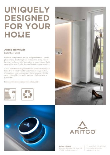 Aritco HomeLift - Datasheet in English