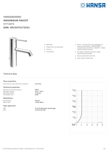HANSADESIGNO WASHBASIN FAUCET