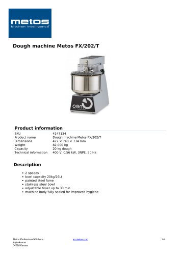 Dough machine Metos FX/202/T