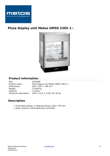 Pizza display unit Metos UM50 230V 1