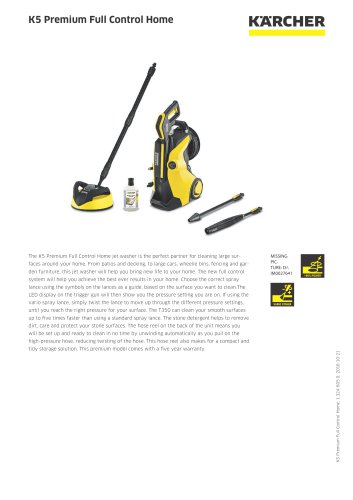 K5 Premium Full Control Home Pressure Washer